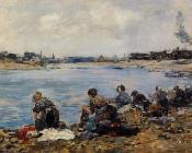 尤金 布丹 : Laundresses on the Bankes of the Touques